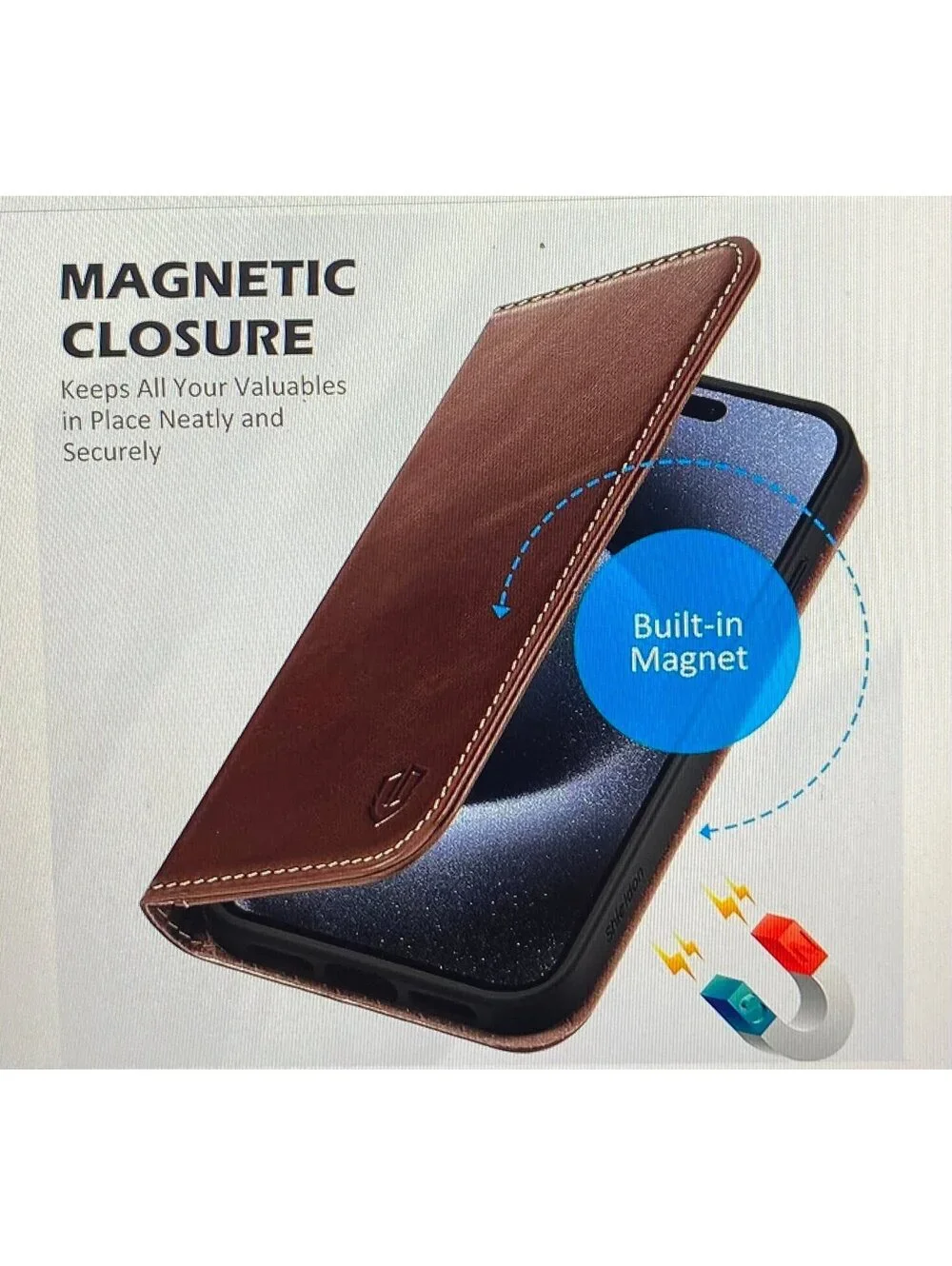 Shieldon Wallet Case for iPhone 15 Pro 5G (6.1inch) Retro Coffee